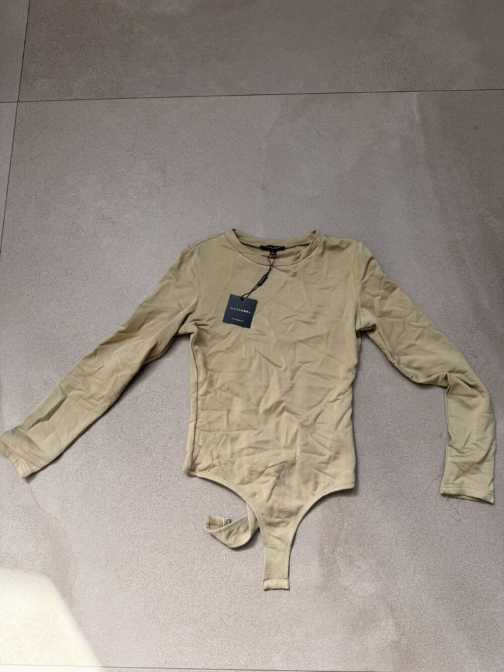 JLUXLABEL Tan Long Sleeve Bodysuit Size M NWT